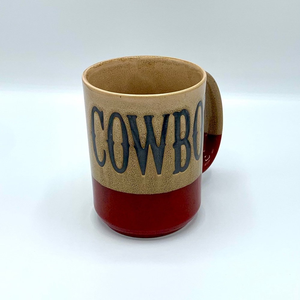 Large Tan and Red Cowboy Mug!